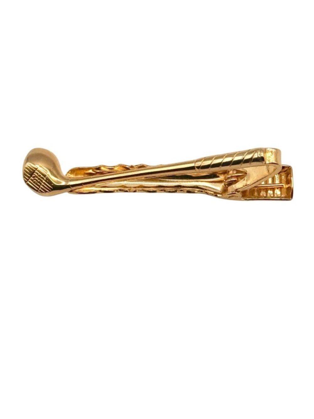 Vintage Golf Club Tie Clip Bar Driver Gold Tone Mid Century Driver - Picture 2 of 4